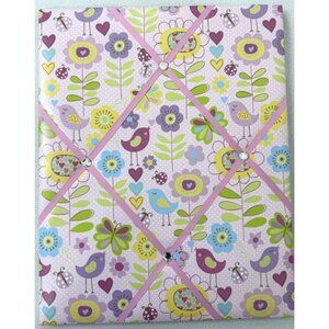Bacati Botanical Girls Memory Photo Bulletin Board Pink Birds Flowers 19 x 15 in